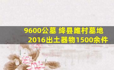 9600公墓 绛县雎村墓地2016出土器物1500余件